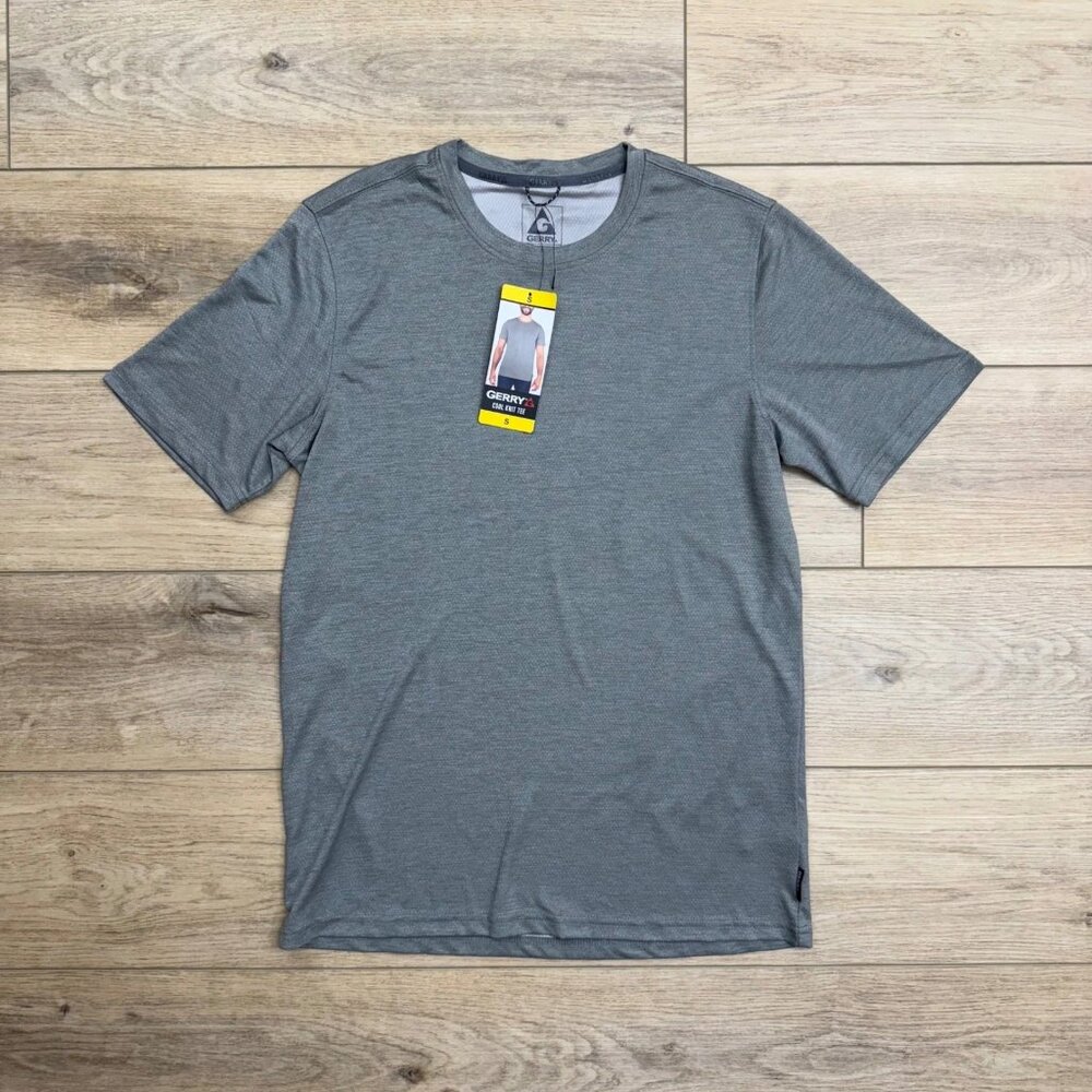Gerry Mens Cool Knit Tee T-Shirt Heather Gray Short Sleeve Activewear Small